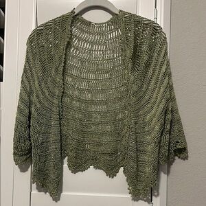 Elizabeth Gillett pale green Women's Open Knit Cardigan